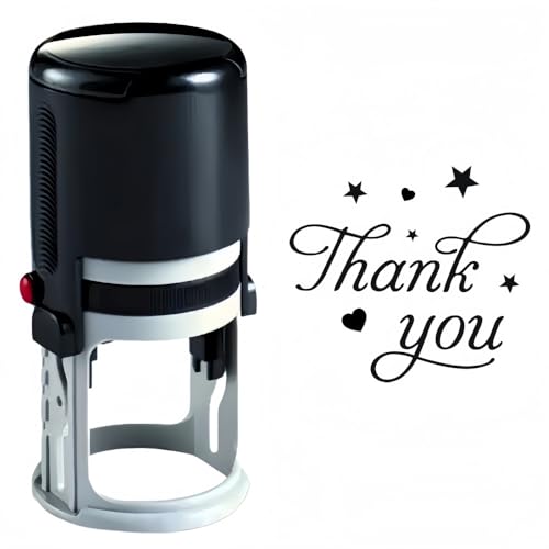 Thank You Self Inking Stamp Reusable Self-Inking Stamps for DIY Art Craft Card Making Scrapbooking Thanksgiving Message Stamp with Clear Impressions Round 25mm/1inch Black Ink
