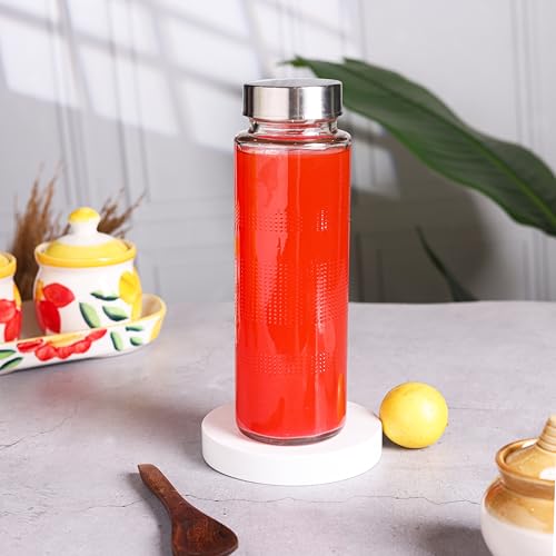 Image of EVATTA Glass Water Bottle 500ml | Set of 2 | Stainless Steel Airtight Leak-Proof Lid | Glass Water Bottle for Fridge | Wide mouth & Easy to Clean | Perfect Bottle for Office, Gym, School, Yoga (2)