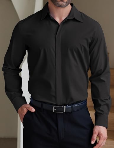 COOFANDY Men's Formal Dress Shirt Hidden Button Front Wrinkle Free Shirt Regular Fit Stretch Business Casual Shirts2