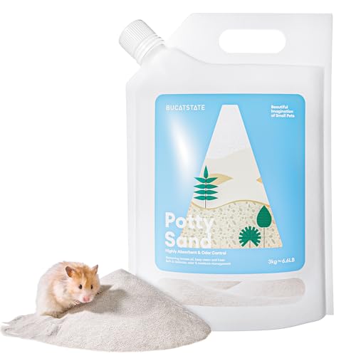 Image of BUCATSTATE Hamster Sand 6.6LB, Highly Absorbent & Odor Control Potty Litter, Sand for Hamster Bath, Chinchillas, Gerbils, Mice, Degus and Other Small Pets (ZeoliteSand)
