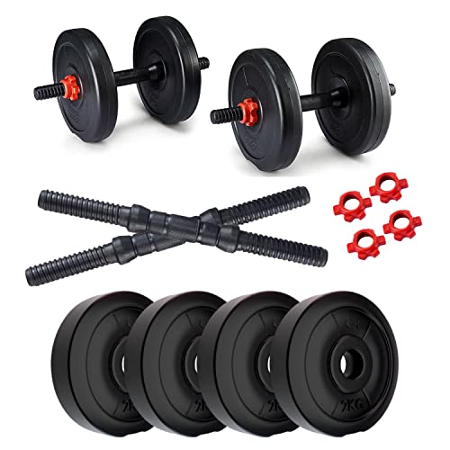 Image of Kore PVC 8 kg (2 kg x 4) Combo 16 Dumbbells Set, Black-Red