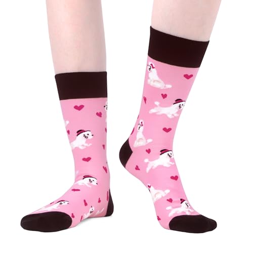 WeciBor Damen Bunt Süße Tier Socken 5 Paar Kuschelsocken Hundemotiv Witzig Geschenk, Größe 39-42