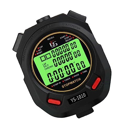 Toyvian cronógrafo Deportes para capacitación Digital Llamar Light Atletismo Ordenador portstil temporizadores Rendimiento cronómetro Deportivo árbitro Temporizador de Partido AbS Black