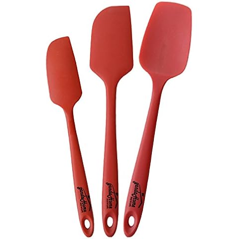 MEKBOK Silicone Spatula Set - 3-Piece Rubber Spatulas Silicone Heat Resistant 600°F for Everyday Task - Seamless Design Kitchen Spatulas for Nonstick Cookware - Silicone Kitchen Utensils Sets Cover