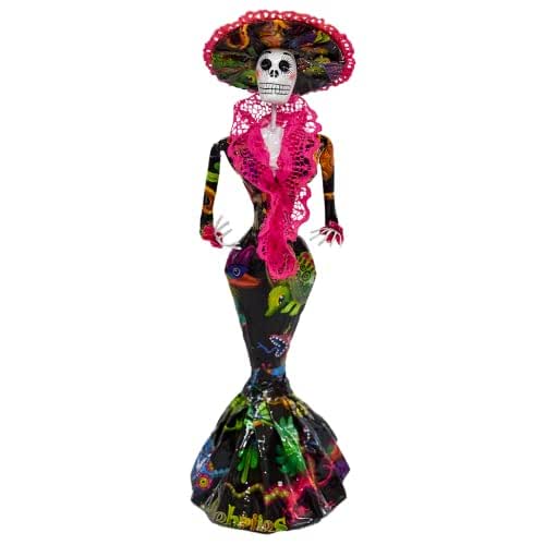 Amazon.com: Decorative Paper Mache Figurine La Catrina Pink Lace : Home ...