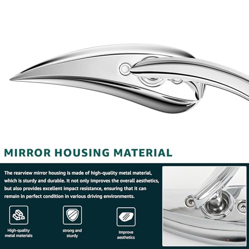 Image of Motorcycle Mirror,10mm Motorbike Rear View Mirror Irregular Shape Compatible with Harley Street Glide Electra Glide Road King Softail Touring Sportster and More (Chrome Leaf Shape)