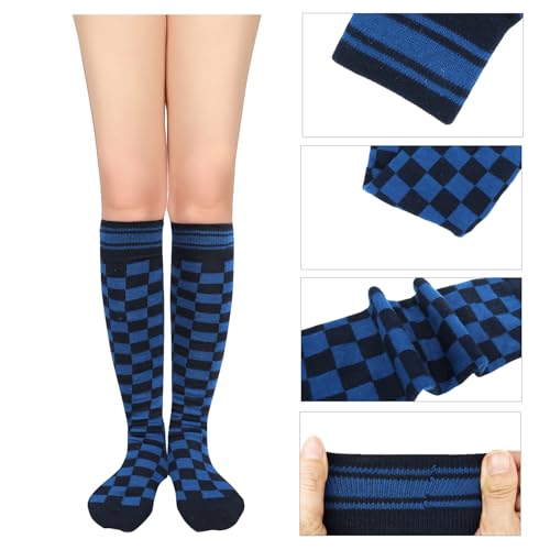 Image of Benefeet Womens Knee High Striped Checkered High Knee Socks Cotton Long Sports Tube Socks