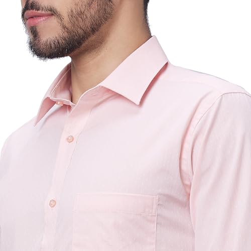 Image of Raymond Men Slim Fit Structure Pattern Pure Cotton Semi Cutaway Collar Full Sleeve Formal Shirt