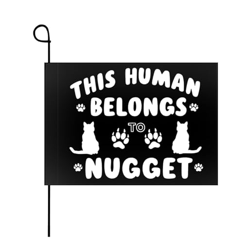 Made In US Cat Name Nugget Human Belongs To Cat Name Nugget Garden Flag Decorative Banners Lighthouse