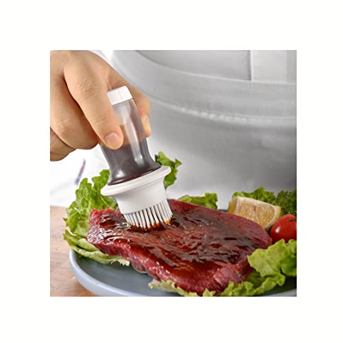 2Pcs Oil Bottle Brush Set With Thick Glass Bowl Silicone Oil Dispenser Barbecue Sauce Brush Mushroom Paste Brush Turkey Baster Pastry Brush No Smell Oil Container For Cooking，Camping，Travel #TOP4