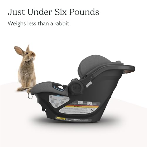 UPPAbaby Aria Lightweight Infant Car Seat/Just Under 6 lbs for Easy Portability/Base with Load Leg + Infant Insert Included/Direct Stroller Attachment/Greyson (Charcoal Mélange/Saddle Leather)