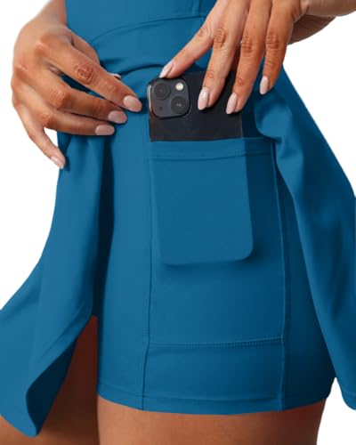 Image of Womens Sleeveless 2-in-1 Athletic Tennis Golf Dress Underneath Workout Active Dresses with Built-in Shorts