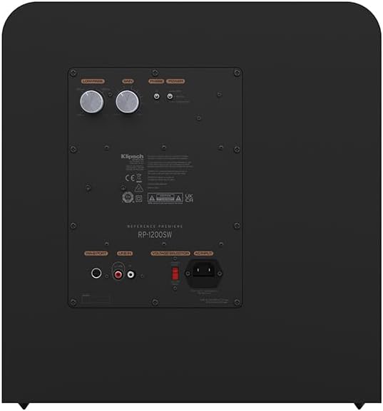 The rear control panel of a Klipsch 12