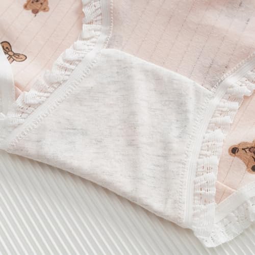 5 Packs Soft Cotton Panties for Women Lace Floral Ruffled Cute Bear Print BowKnot Underwear4