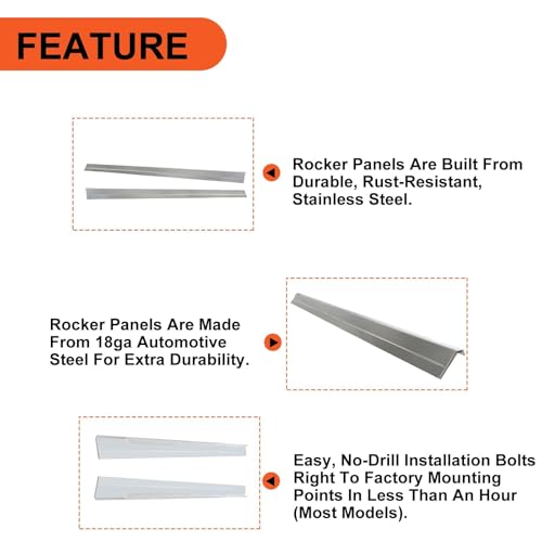 ECOTRIC Slip On Rocker Panels Compatible with 1999-2007 Chevy Silverado GMC Sierra 4 Door Crew Cab Replacement by ECOTRIC - Image 3