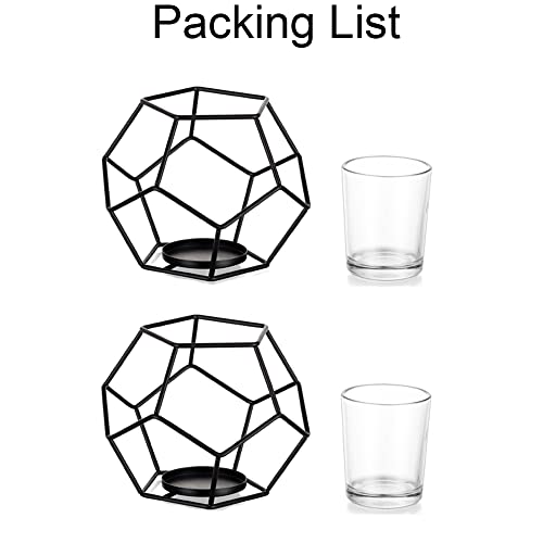 Black Candle Holders For Pillar Candles - Set Of 2 Matte Metal Wire Candle Holders, Vintage Decorative Candle Stand, Iron Cage Candle Holder Set For Indoor Outdoor Events, Wedding, Birthday, Home #TOP6