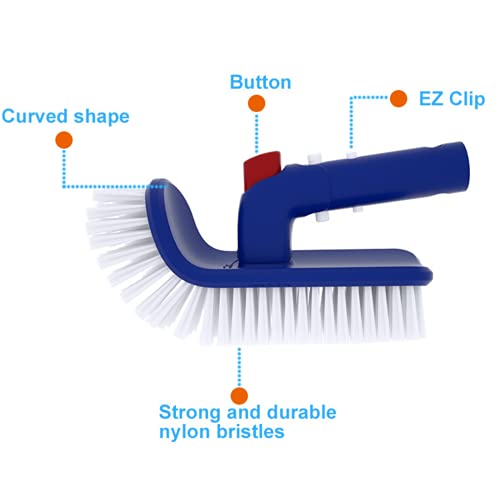 Poolvio Pool Brush With Fine Bristles For Step & Corner, Rotation Hand Scrub Brush, For Cleaning Spa, Bathroom, Floor, Hot Tub, Kitchen, Shower #TOP3