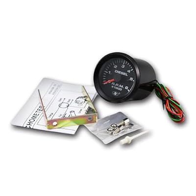 MOTOR METER RACING 52mm 2-1/16 Universal Tachometer for Diesel Engine Alternator 6000 RPM Black Dial in Dash
