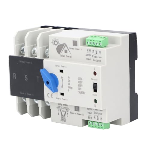 Interrupteur de transfert automatique double alimentation 100A 3 pôles 220V 50/60Hz