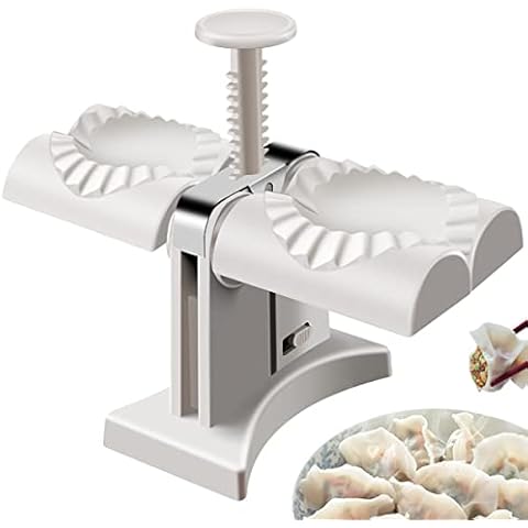 Bascet Double Head Automatic Dumpling Maker Stainless Steel Household Dumpling Machine Manual Dumpling Maker Mould DIY Dumpling Easy Tool Kitchen Accessories for Beginner vrz(Graphic payment) Cover