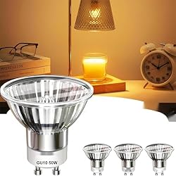 Funistree GU10 Bulb 50W, 3 Pack, Light Bulb for Candle Warmer lamp, Candle Warmer lamp Bulb, GU10+C, MR16 with Glass Cover, 2700K Warm White