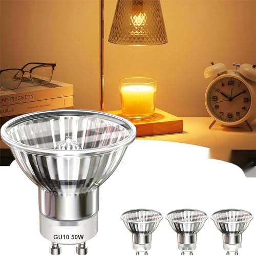 Funistree GU10 Bulb 50W 3 Pack Light Bulb for Candle Warmer lamp Candle Warmer lamp Bulb GU10+C MR16 with Glass Cover 2700K Warm White