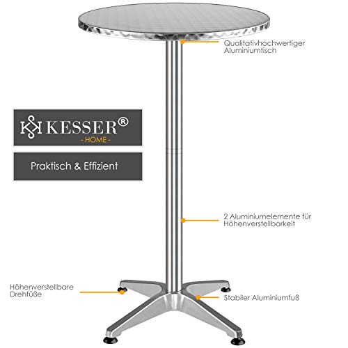 KESSER® - 2-in-1 statafel, inklapbaar, bistrotafel, aluminium roestvrijstalen plaat, in hoogte verstelbaar, 70 cm / 115… - Image 3