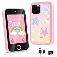 CKATE Kids Phone Girls Toys, Toy Phone with 3.5'' Touchscreen & Puzzle Games, 1000 mAh Battery Dual Camera Kids Phones for Girls Boys, 4 5 6 7 8 9 10 11 12 Year Old Girl Gifts & Boys Gifts-Pink, 87.6g