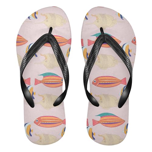 Burbuja Colorful Fishes Flip Flops for Women Men, Soft Thong Sandals Rubber Slippers for Pool Beach Essentials
