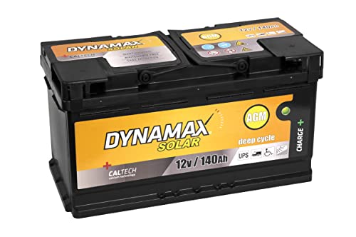 DynamaxSolar AGM Batterie 12v 140Ah Solarbatterie akku Solar Deep Cycle Verbraucherbatterie Wohnwagen Versorgungsbatterie Bootsbatterie 140 Ah