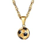 PROSTEEL Pendentif Football Homme Plaqué Or, Collier Sportif Doré pour Garçon avec Chaîne 3mm Réglable 55+5cm