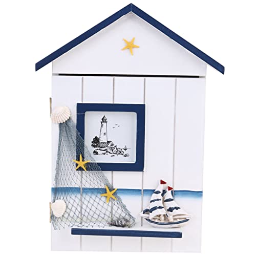ABOOFAN 1 Pc Armadietto Portachiavi a Muro Casetta Portachiavi in Legno Portachiavi Nautico Armadietto Portachiavi a Parete Cassetta Portachiavi a Muro Di Legno Il Bianca