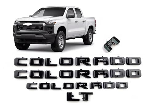 Image of Overlay Door Rear Emblems Letters 3D Badge Nameplate Replacement for 2023+ Colorado 3PCS (LT Version Gloss Black)