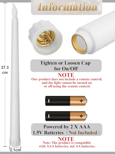 Image of Treela 24 Pcs Flameless Taper Candles Battery Operated ulkB Fake Candles Light LED Candle Sticks Flickering Tapered for Wedding Anniversary Holiday Decoration(Basic,11 Inch,White)