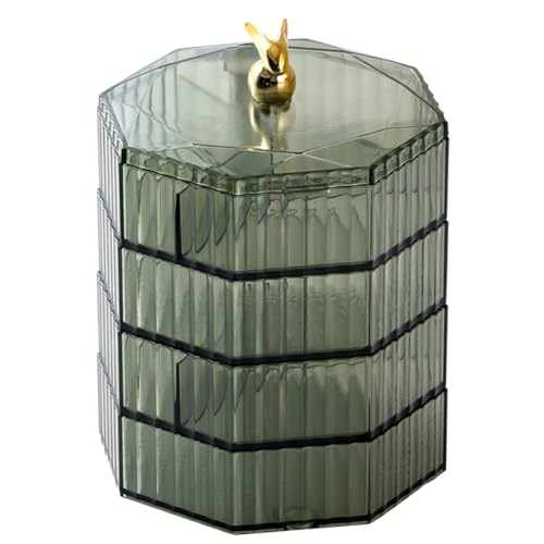 Sarngk Joyero, organizador de joyas acrílico con, joyero transparente para mujeres y niñas, organizador de maquillaje, fácil de usar, verde