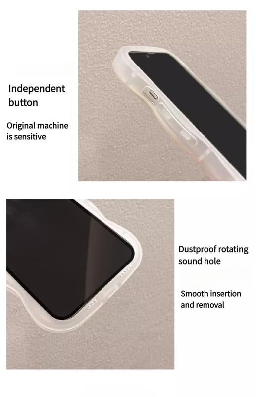 Image of COVERLY 3D Cute New Sponge Bob Cartoon Rainbow Hug Floral Decor Wave Curly Edge Invisible Double Phone Stand Holder Camera Ears Cover Girly Charm Case for Apple iPhone 15 Pro Max (White Color)