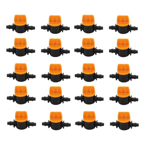VZU 20 valvole di intercettazione con ardiglione, valvola a sfera per tubo da 1/4 pollici con 4 mm ID e 6 mm AD, valvola di accoppiamento del tubo, per giardini, terreni agricoli, sistemi di