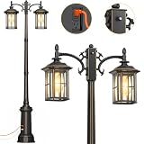 OYKYOHEI Outdoor Post Lights, Dusk to Dawn Outdoor Lamp Post with Outlet, Waterproof Anti-Rust Aluminum Lamp Posts Outdoor Lighting for Backyard Driveway Garden Patio