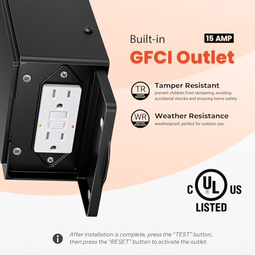 Image of Gleamz 2-Pack Porch Light with Outlet, Black Motion Sensor Outdoor Light