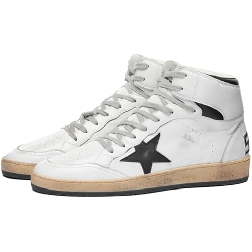 Golden Goose Men's Fashion Distressed Sneakers - Italian Nappa Leather with Serigraph Sky Star Trendy Shoes