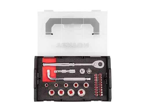 TEKTON 3/8 Inch Drive 12-Point Socket, Bit Ratchet Set, 32-Piece | SKT96101