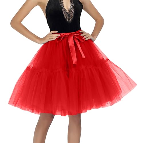 Falda de tul para mujer, falda de tul, falda larga, tutú, niña, años 50, Rockabilly, enagua tutú, enagua corta, falda de tul, enagua Rockabilly 50, Rockabilly, enagua para carnaval, cosplay, rojo,