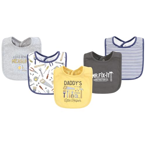 Image of Hudson Baby Infant Boy Cotton Bibs, Construction Work, One Size