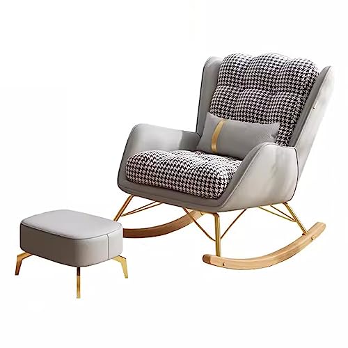 FLORIG Mid Century Modern Accent Chair, with Ottoman,Glider Chair for Nursery, Recliner Lounge Chair for Bedroom,Thick Cushion Seat