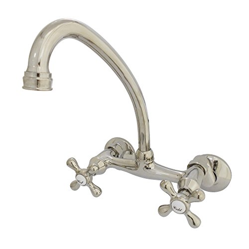 Best Promo Kingston Brass KS214PN Kingston Kitchen Faucet, 6-5/8" in Spout Reach, Polished Nickel