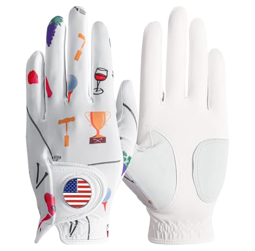 Guantes de golf para mujer para evitar sudor y deslizamientos con marcador de pelota útil
