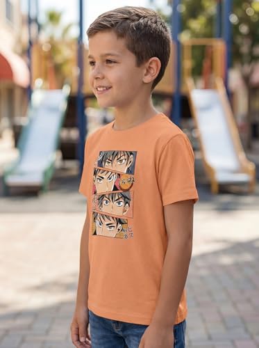 Image of HELLCAT Boys Round Neck Printed Blended Cotton Tshirt -Combo Pack of 2 - Orange /Blue