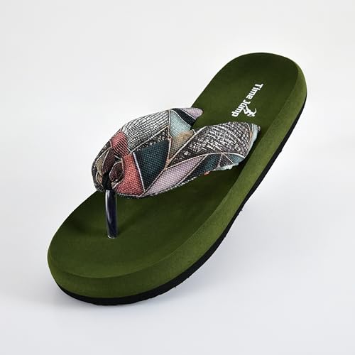 Image of Women's Geometric Print Flip Flops, Memory Foam Footbed, Comfort Slipper