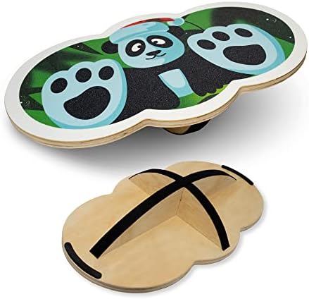 INFIDEZ 360 Degree Rotation Cute Panda Wooden Balance Board Kids With Crossed Base, Balance Wobble Board For Balance, Balance Board Toddler Supporter, Balance Boards for Stability and Core Training