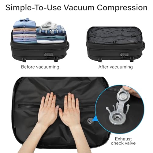 Travel Backpack with Vacuum System,60L Expandable Vacuum Backpack Travel with TSA Lock,17.3 inch Laptop Backpacks Vacpack Backpacks with Vacuum(Black,No Air Pump)2